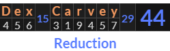 "Dex Carvey" = 44 (Reduction)