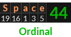 "Space" = 44 (Ordinal)