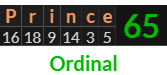 "Prince" = 65 (Ordinal)