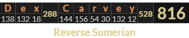 "Dex Carvey" = 816 (Reverse Sumerian)
