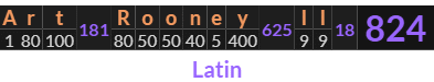 "Art Rooney II" = 824 (Latin)