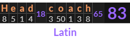 "Head coach" = 83 (Latin)