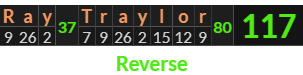 "Ray Traylor" = 117 (Reverse)
