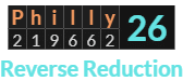 "Philly" = 26 (Reverse Reduction)