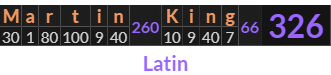 "Martin King" = 326 (Latin)