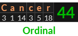 "Cancer" = 44 (Ordinal)