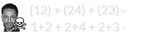 (12) + (24) + (23) = 59 and 1+2 + 2+4 + 2+3 = 14