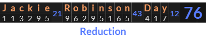 "Jackie Robinson Day" = 76 (Reduction)