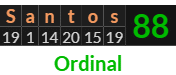 "Santos" = 88 (Ordinal)