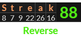 "Streak" = 88 (Reverse)