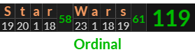"Star Wars" = 119 (Ordinal)