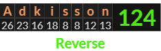 "Adkisson" = 124 (Reverse)
