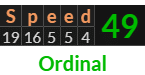 "Speed" = 49 (Ordinal)