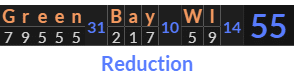 "Green Bay WI" = 55 (Reduction)
