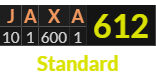 "JAXA" = 612 (Standard)