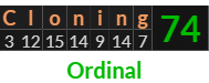 "Cloning" = 74 (Ordinal)