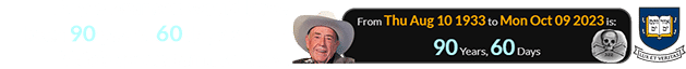 Doyle Brunson would have been 90 years, 60 days old for Yale’s special anniversary:
