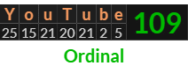 "YouTube" = 109 (Ordinal)