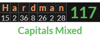 "Hardman" = 117 (Capitals Mixed)