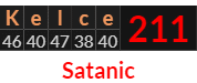 "Kelce" = 211 (Satanic)