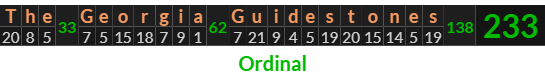 "The Georgia Guidestones" = 233 (Ordinal)