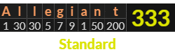 "Allegiant" = 333 (Standard)