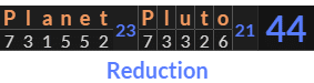 "Planet Pluto" = 44 (Reduction)