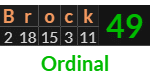 "Brock" = 49 (Ordinal)