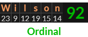 "Wilson" = 92 (Ordinal)