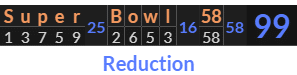 "Super Bowl 58" = 99 (Reduction)