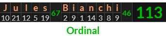 "Jules Bianchi" = 113 (Ordinal)