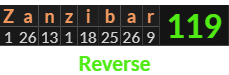 "Zanzibar" = 119 (Reverse)