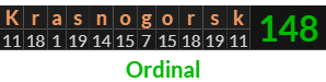 "Krasnogorsk" = 148 (Ordinal)