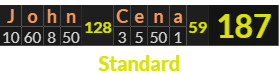 "John Cena" = 187 (Standard)