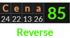 "Cena" = 85 (Reverse)