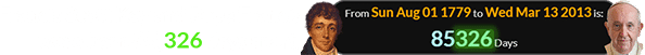 Francis Scott Key and Pope Francis were born 85,326 days apart: