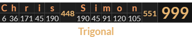 "Chris Simon" = 999 (Trigonal)