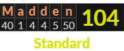 "Madden" = 104 (Standard)