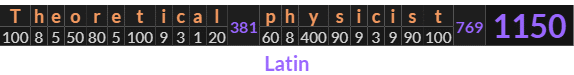 "Theoretical physicist" = 1150 (Latin)