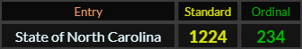 State of North Carolina = 1224 Standard and 234 Ordinal