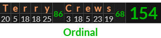 "Terry Crews" = 154 (Ordinal)