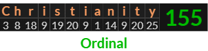 "Christianity" = 155 (Ordinal)