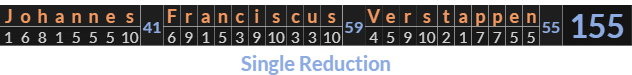 "Johannes Franciscus Verstappen" = 155 (Single Reduction)