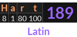 "Hart" = 189 (Latin)