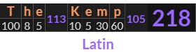 "The Kemp" = 218 (Latin)