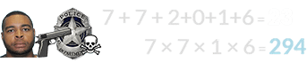 7 + 7 + 2+0+1+6 = 23 and 7 × 7 × 1 × 6 = 294