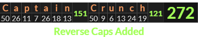 "Captain Crunch" = 272 (Reverse Caps Added)