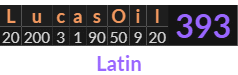 "LucasOil" = 393 (Latin)