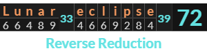 "Lunar eclipse" = 72 (Reverse Reduction)