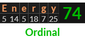 "Energy" = 74 (Ordinal)